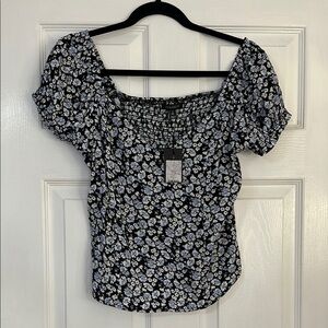 Floral Black and White Women's Top